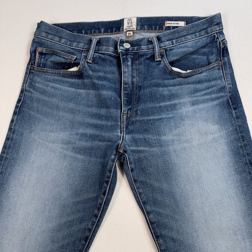 Hiroshi Kato The Pen Selvedge Jeans Men 34 (fits 35x34) Blue Slim Stretch Denim - Picture 6 of 16